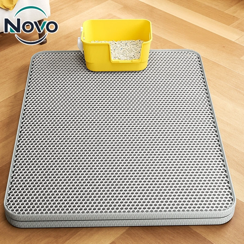 Washable Cat Litter Mat Double Layer Waterproof Non Slip Litter Catcher Pad for Litter Box Sand Collection Easy Clean Pet Floor
