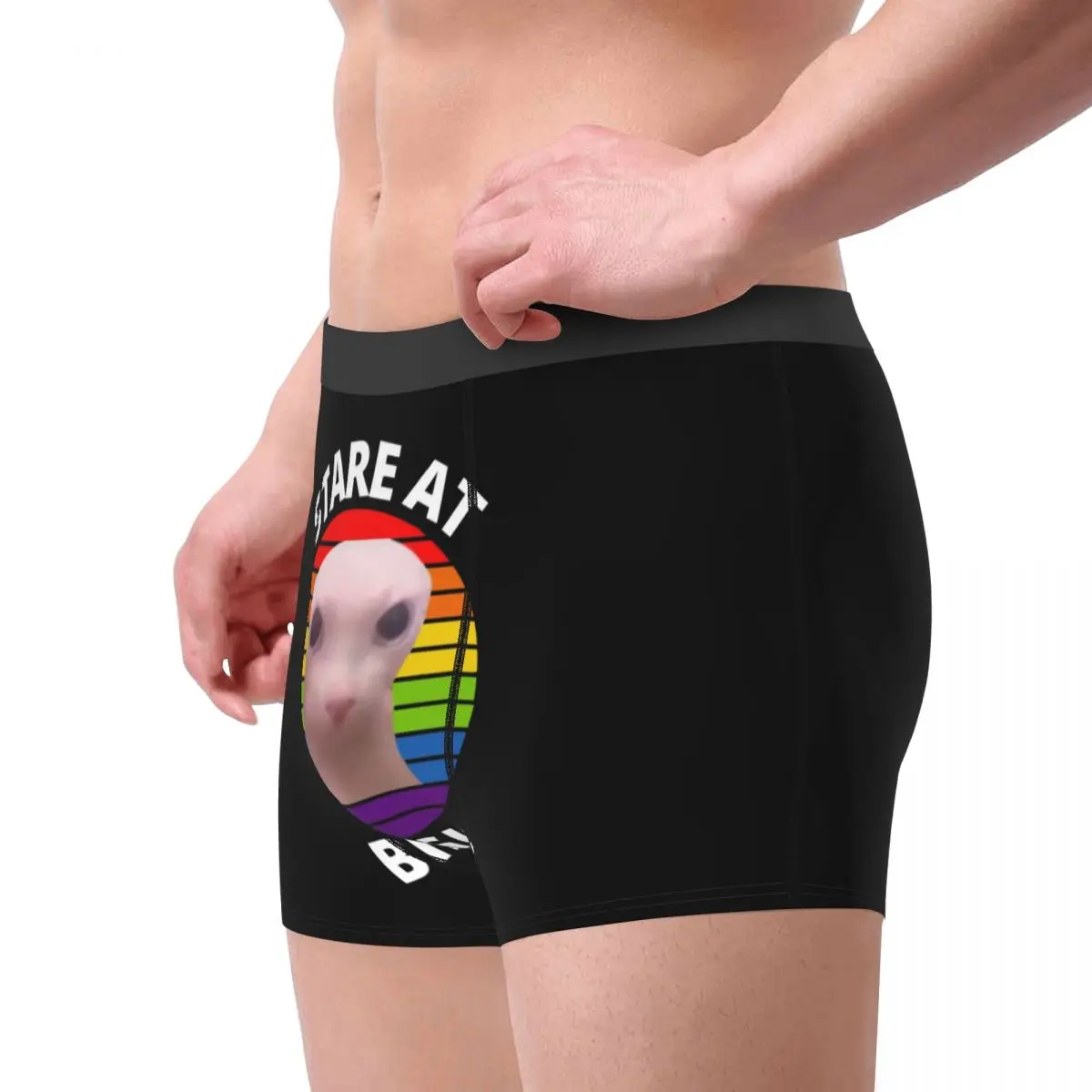 Men Stare At Bingus Meme Underwear Sphynx Cat Humor Boxer Briefs Shorts Panties Homme Soft Underpants S-XXL