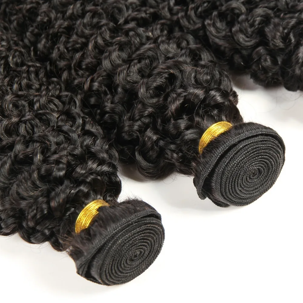 Peruvian Kinky Curly Human Hair Bundles Extensions 100g/PC Hair Natural Color Double Weft 1/3/5/7Pcs Set Full End 8-20 Inch image 4