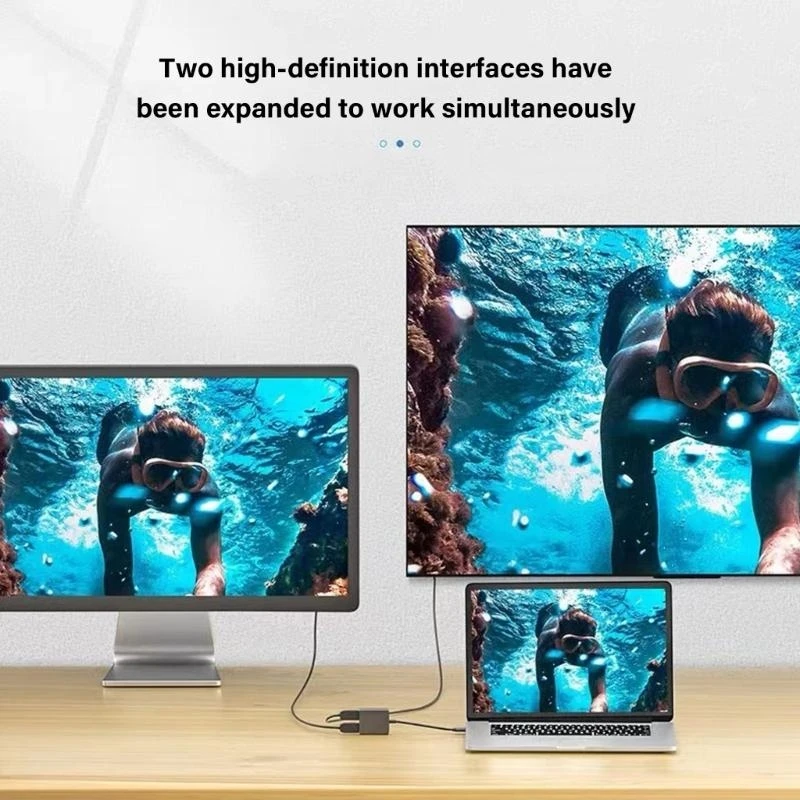 USB Tipo C para doble adaptador 1080 compatible con HDTV para productividad pantalla