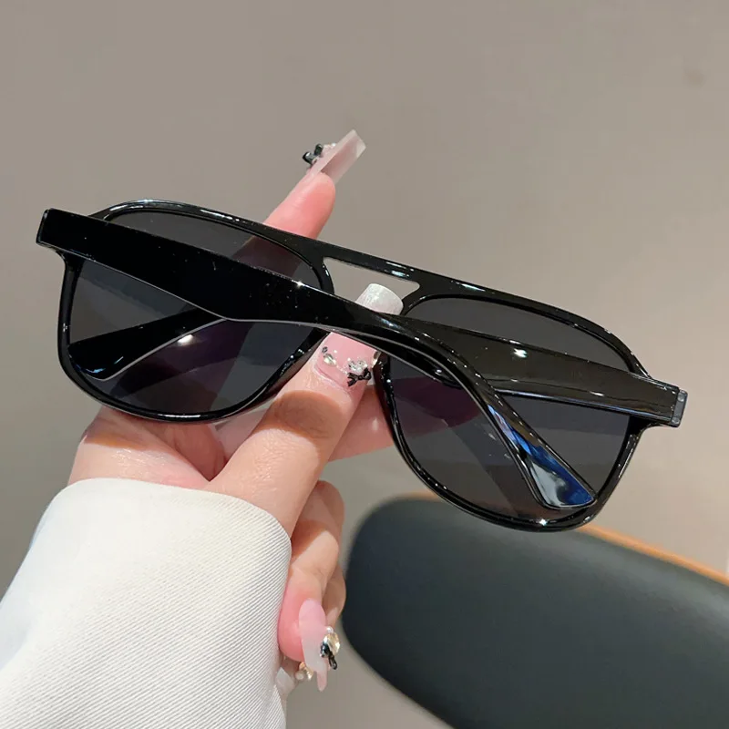 2026 Neue Doppelbrücken-Retro-Sonnenbrille Unisex Modisch und Vielseitig Froschaugen-Pilotenbrille mit Eckigem Rahmen UV400 – Detail 6