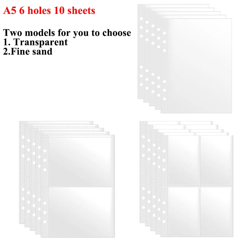 For Kpop Photo Cards, Trading Cards Stamp Protectors One-Sided Page A5 6-hole 1/2/4 Pocket Loose-leaf Binder Sleeve Insert Page