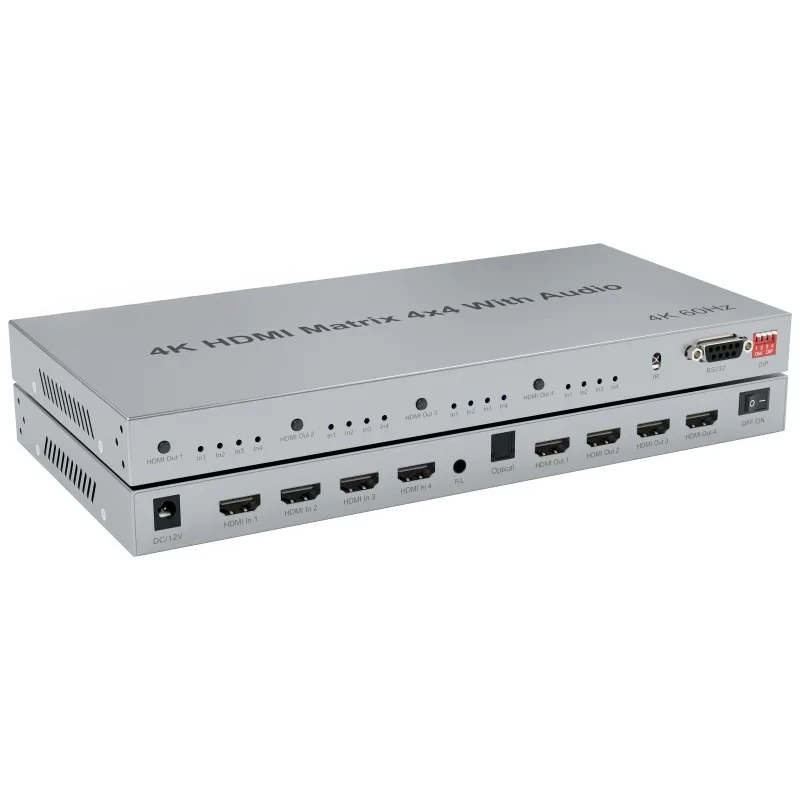 4K60HZ     Matrix 4X4 with   o 4X4 Switch Metal     Switch RS232   o & Video Accessories EDID Support