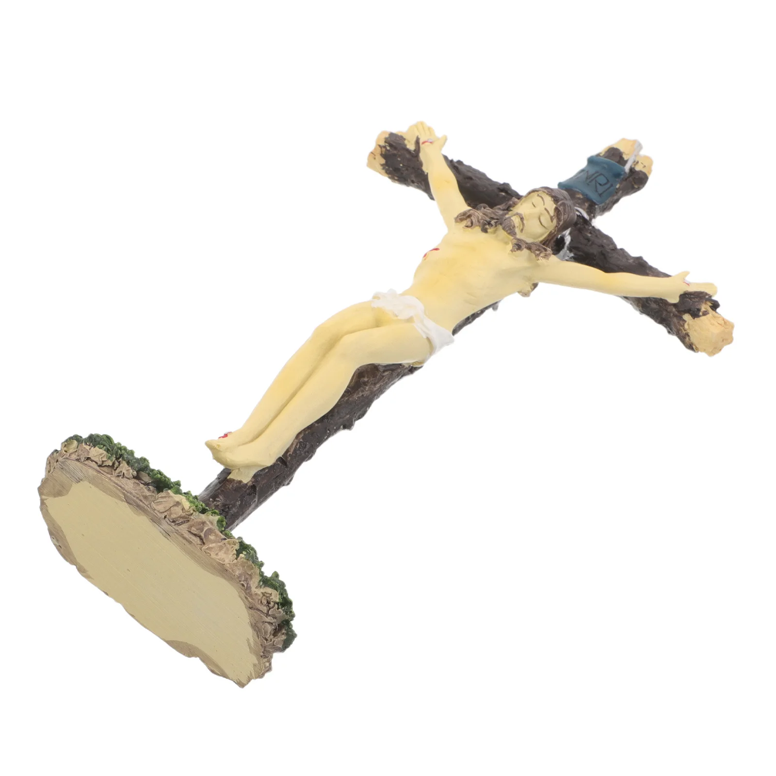 

Resin Standing Jesus Cross Sculpture Decorative for Home Tabletop Natural Moss Cross Decor Stable Wall Decorations