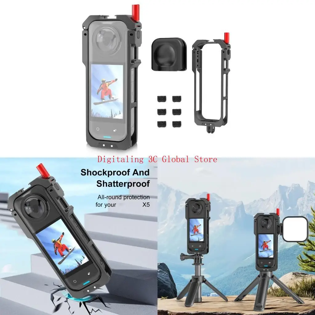 Kamera Cage Protective Bracket Shell untuk 360 Kamera Double Cold Shoe Mounts