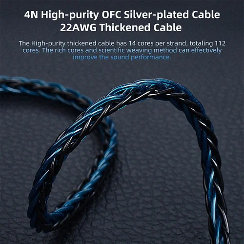 Imagen 2 del producto KBEAR ST12 Cable mejorado plateado 4N OFC de 8 hebras, enchufe de 3,5 MM/4,4 MM, Cable para auriculares, Cable de Audio y música HiFi para cabecera con cable