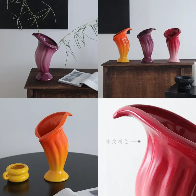 Modern Ceramic Calla Lily Vase Artistic Hydroponic Flower Holder Creative Home Decor Ornament for Wedding New Year Gift