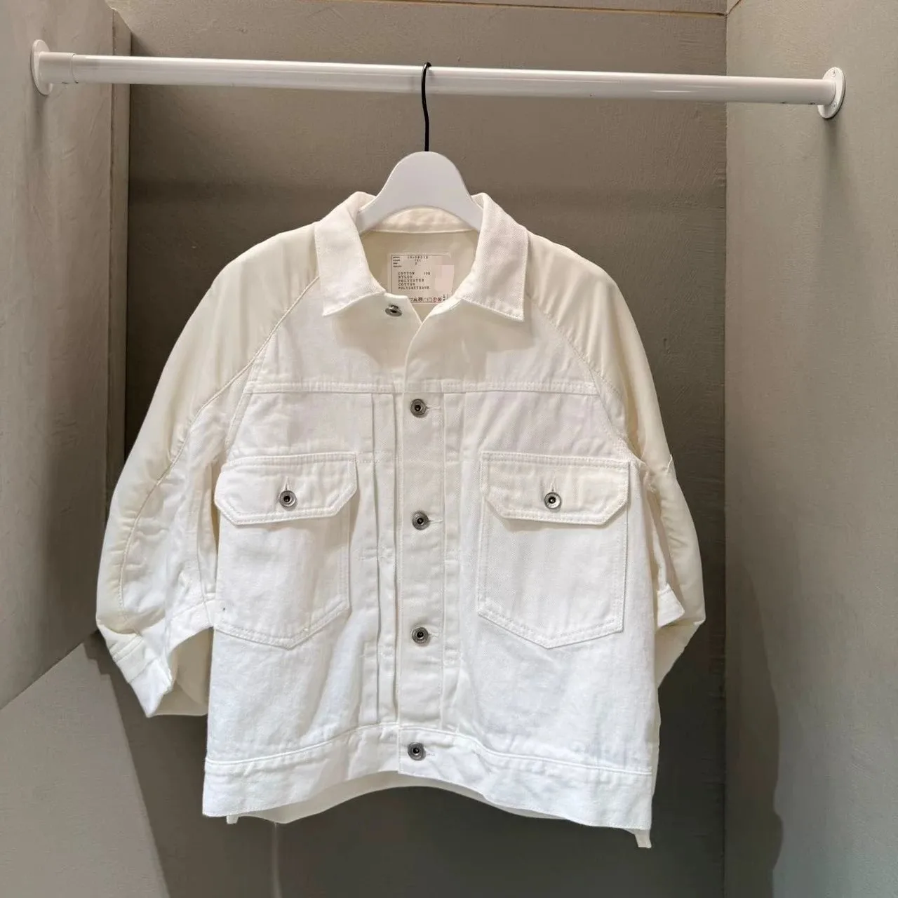 2026 Spring Summer Women Japanese Fashion Lapel Button Down Denim Coat Color Contrast Splicing Design Casual Short Outerwear Top