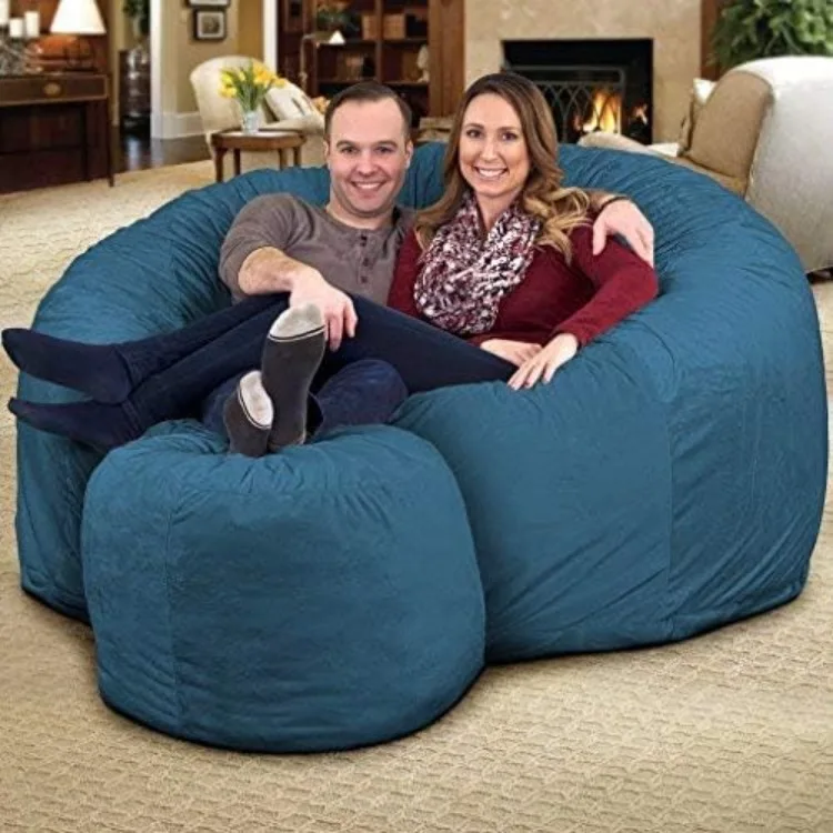 6ft Bean Bag Chair & Footstool, Oversize Bean Bag Chair for Adults, Comfy Chair Bean Bag Couch Lounge Sofa Loveseat Furniture