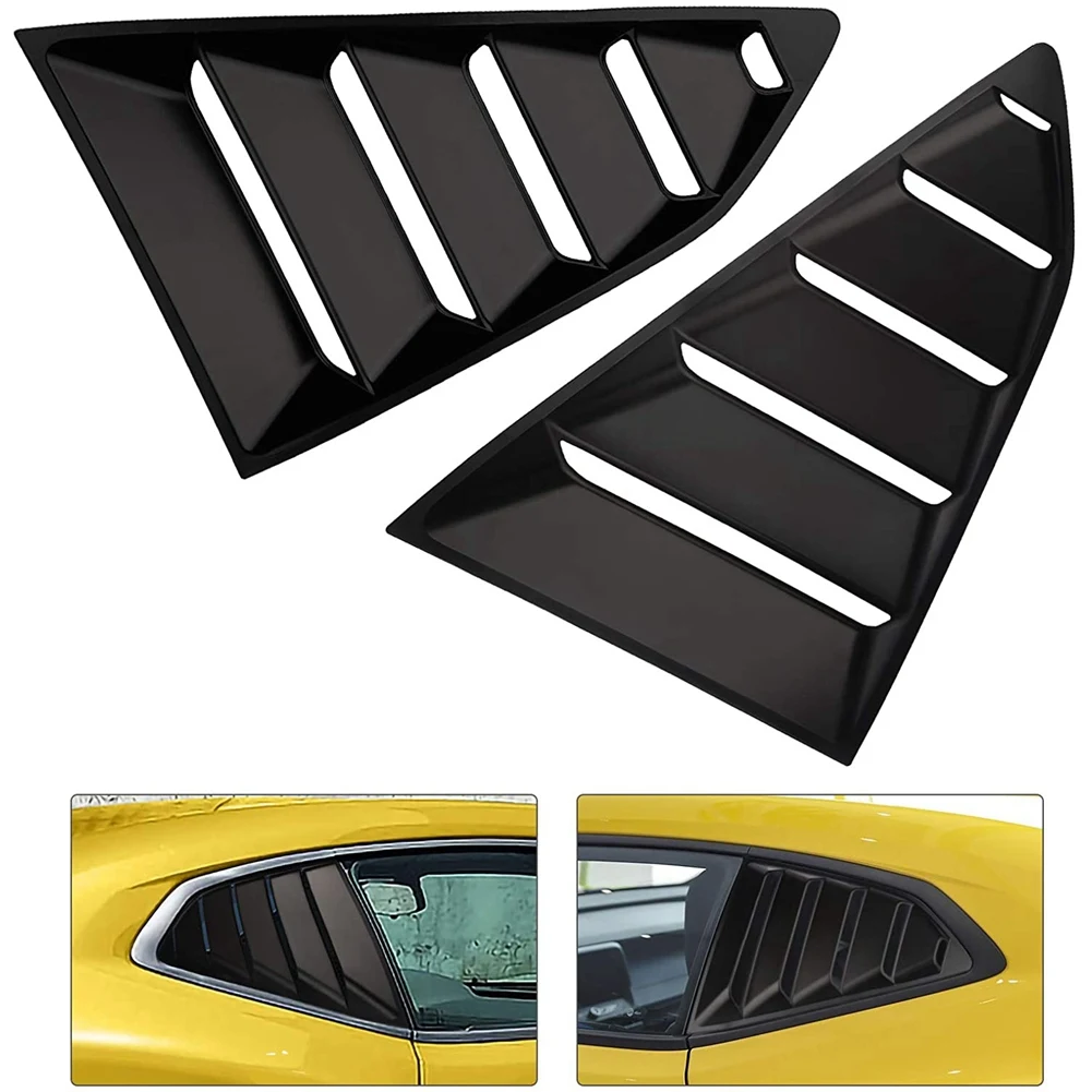 Rear Side Window Louvers Air Vent Scoop Shades Cover Blinds for 2016-2021 Chevrolet Camaro Accessories, Matte Black