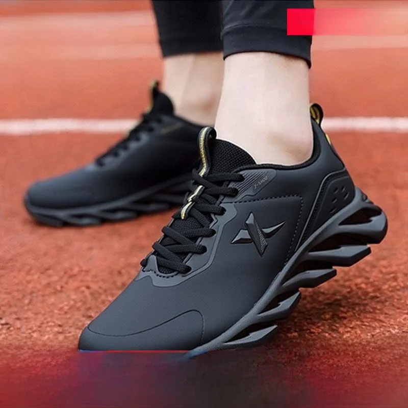 

XTEP Men's Running oes Leather Surface Waterproof Bla Sports oes Lightweight Low Top Faion Casual Sneakers for Youth
