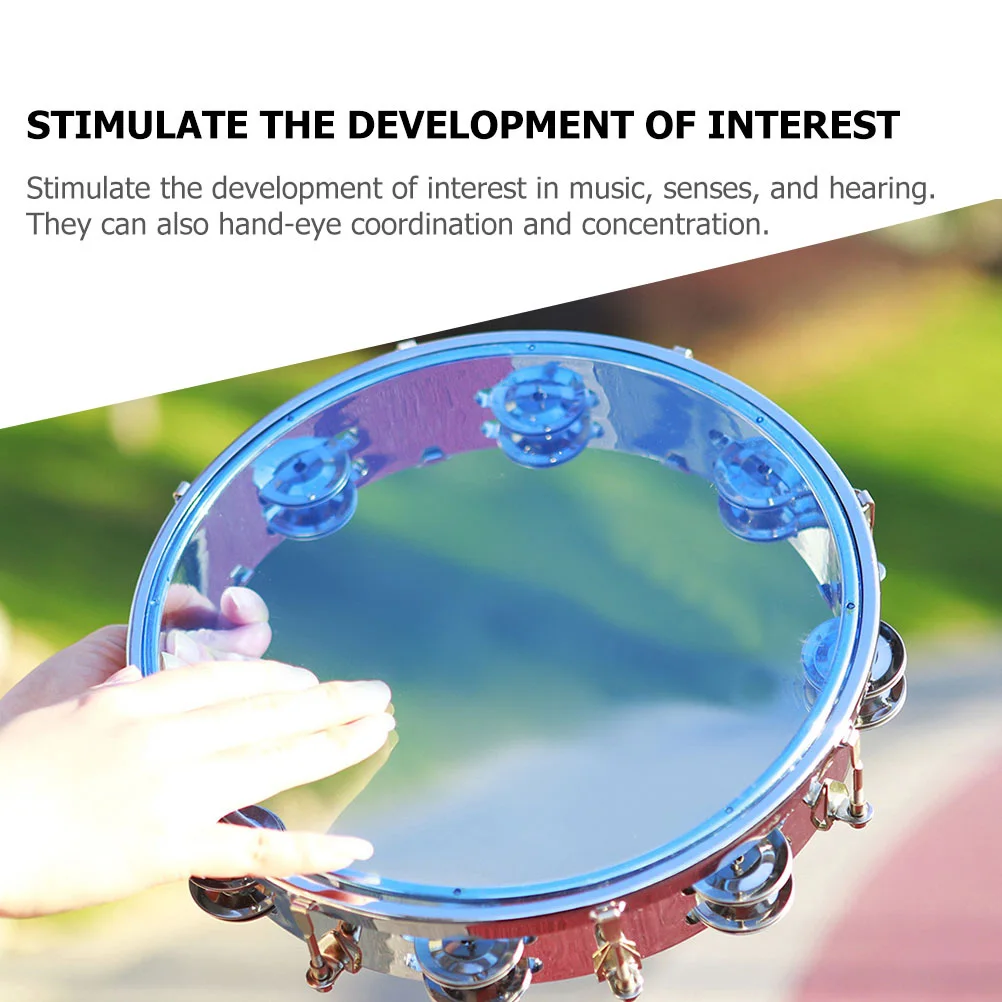 

8 Inch Tambourine Handbell Drum Percussion Instrument For Kids Educational Hand Eye Coordination Shaker Rattle Parent Child