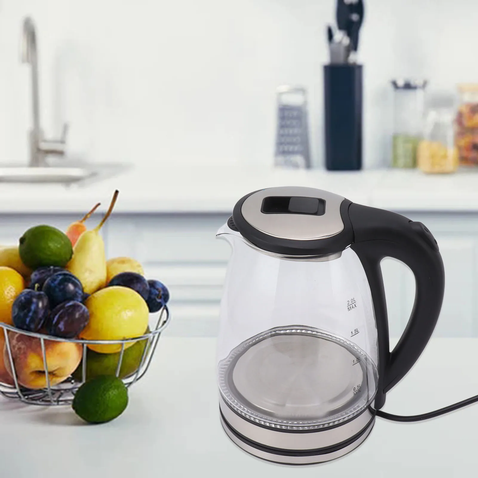 Electric Kettle 2L 2000W Electric Teapot Hot Water Boiler Glass Coffee Pot with Stainless Steel  220V Electric Kettle