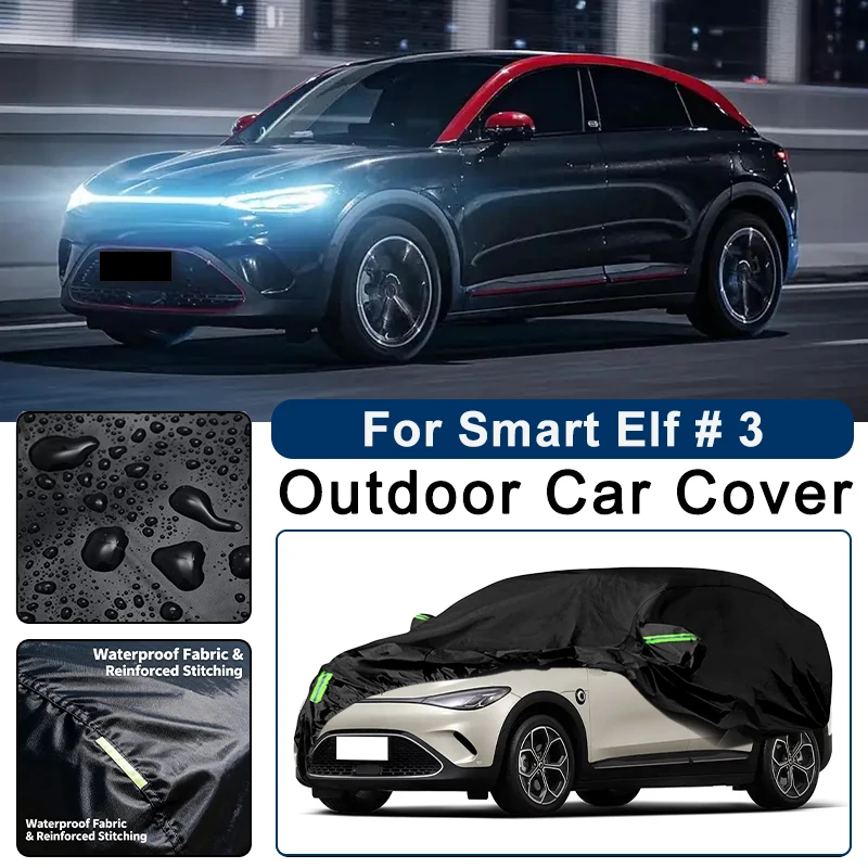 

Outdoor Car Cover Waterproof Dustproof UV Sun Protection, Full Car Protector Exterior Accessories For Smart Elf # 3 2023-2026