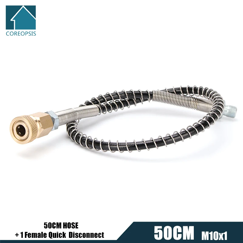 50cm High-Pressure Nylon Hose with Quick Connect Couplings M10x1 Thread PCP Pneumatics Air Refilling with Spring Wrapped 40Mpa