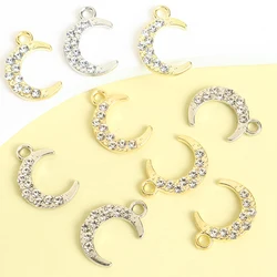 20pcs Rhinestones Decor Crescent Shape Charms for DIY Muslim Islam Ramadan Jewelry Simple Trendy Necklace Earrings Moon Pendants