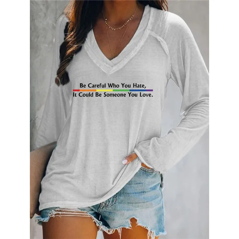 Pride Month Gift Women's V-Neck Short Sleeve Summer Casual Print T-Shirt