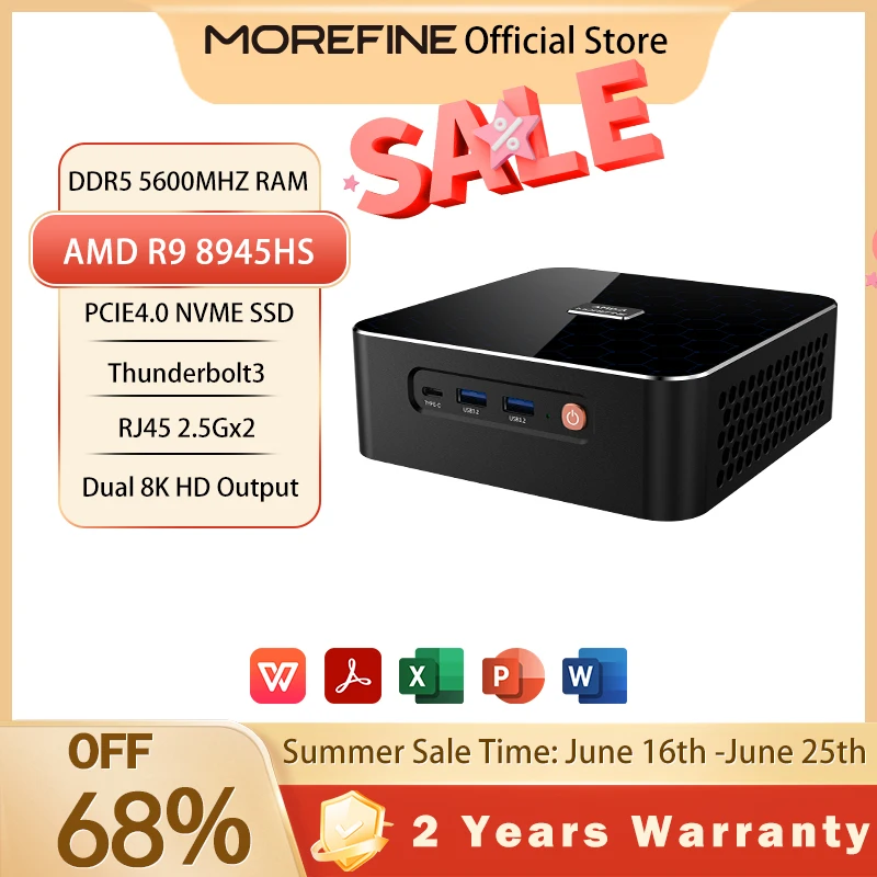 MOREFINE Мини-ПК геймерский процессор Ryzen 9 8945HS AMD R7 8845HS R7-8745HS R5-8645HS 2,5G LAN Windows11PRO Настольный компьютер Computador Gaming PC