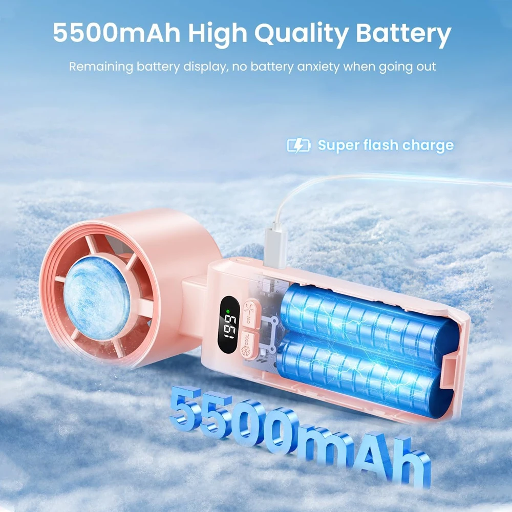 

Mini Portable USB Handheld Fan 199 Speeds ​​Cooling 10m/s Small Rechargeable Turbo Fan for Office Home Travel Ventilador