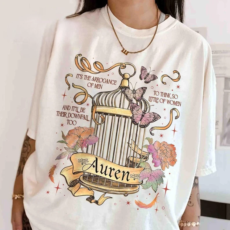 Plated Prisoner Instant Auren Goldfinch Digital Gold Cage Gift for Book Lover Cotton Breathable Printed Shirt Short-sleeved Tee