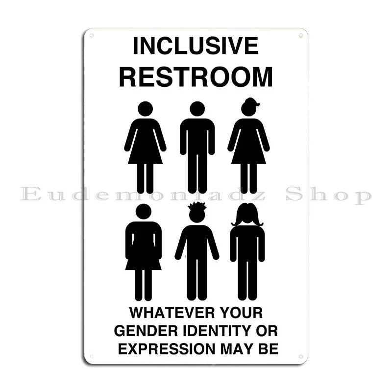 Inclusive Restroom Sign Metal Sign Printing Printing Wall Custom Kitchen Mural Tin Sign Poster