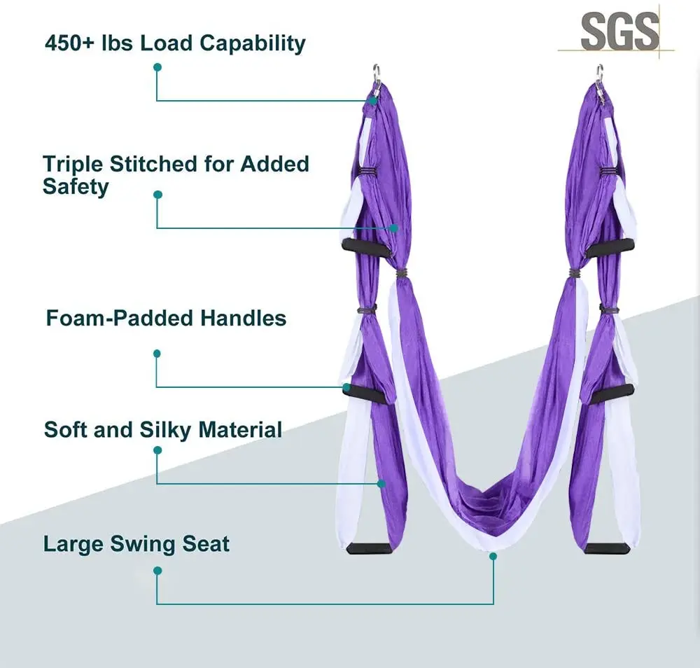 2.5*1.5M Aerial Yoga Swing Ultra Strong Anti-gravity Yoga Hammock/Sling/Inversion Tool OR ( Ceiling Hanging + Extension Straps )