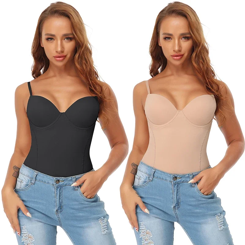 MISSMOLY Women Slimming Bodysuits One-piece Shapewear Tops Tummy Control Body Shaper Seamless Built-in Bra Camisole Jumpsuits