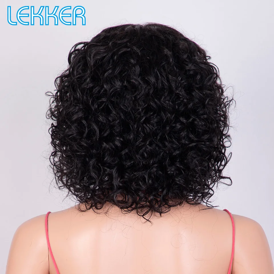 Lekker Short Kinky Curly Bob 13x6x1 Lace Front Human Hair Wig For Women Loose Deep Wavy Brazilian Remy Hair Ombre Colored Wigs