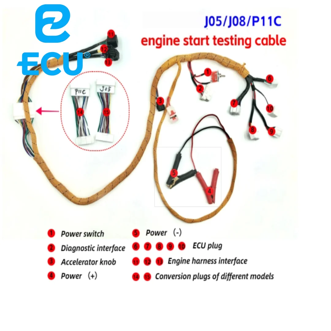 Applicable to Kobelco excavator J05 J08 P11C engine start test wiring harness and diagnostic wiring harness