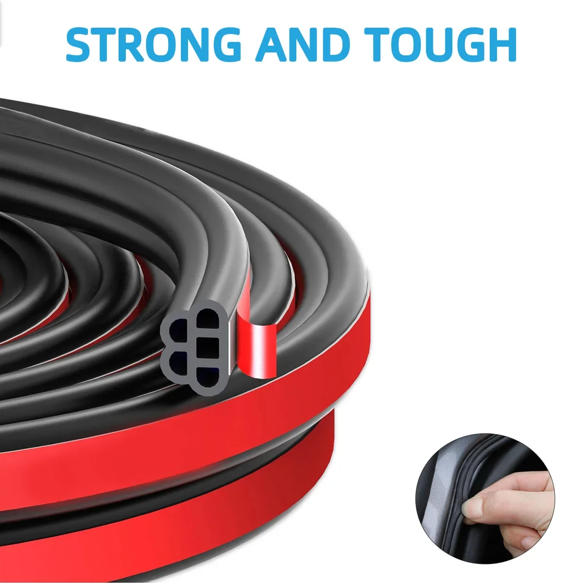 2m 4m 8m Car Door Weatherstrip Rubber Seal Strip 2-Layer Waterproof Noise Insulation Protector Strip Sealing for Door Hood Trunk