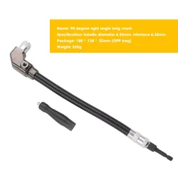 90 Degree Right Angle Drill, Hex Socket Drill Bit, Adjustable Flexible Bits, 6.35mm Screwdriver Adapter, Angle Extension