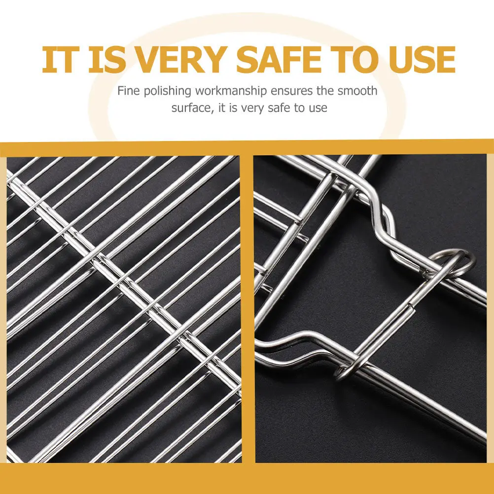 

Extra Thick Fish Grill Basket Stainless Steel Grilling Mesh Clip Style Rack for Beef Vegetables Outdoor Bbq Easy