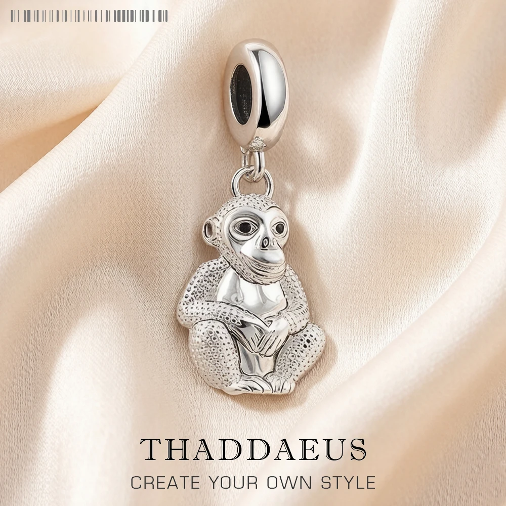 Monkey Charm Pendant Women Men Spring Pure 925 Sterling Silver Cute Jewelry Accessories Party Gift