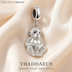 Monkey Charm Pendant Women Men Spring Pure 925 Sterling Silver Cute Jewelry Accessories Party Gift