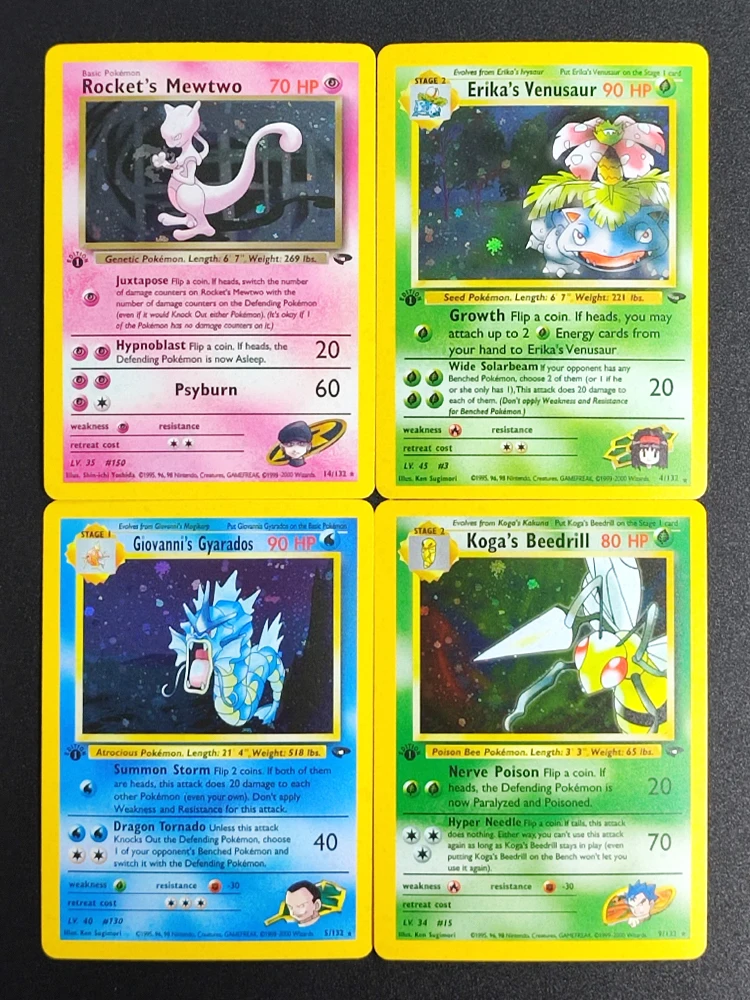 

4Pcs Proxy Pokemon Card EN Gym Challenge 1st Edition- Mewtwo Venusaur Super Rare Collectibles Card Single Classic Anime Cards