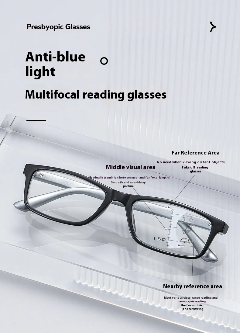 Progressive multifokale Lesebrille, modische Anti-Blaulicht-Brille, hochauflösende Lesebrille für Herren und Damen – Detail 1
