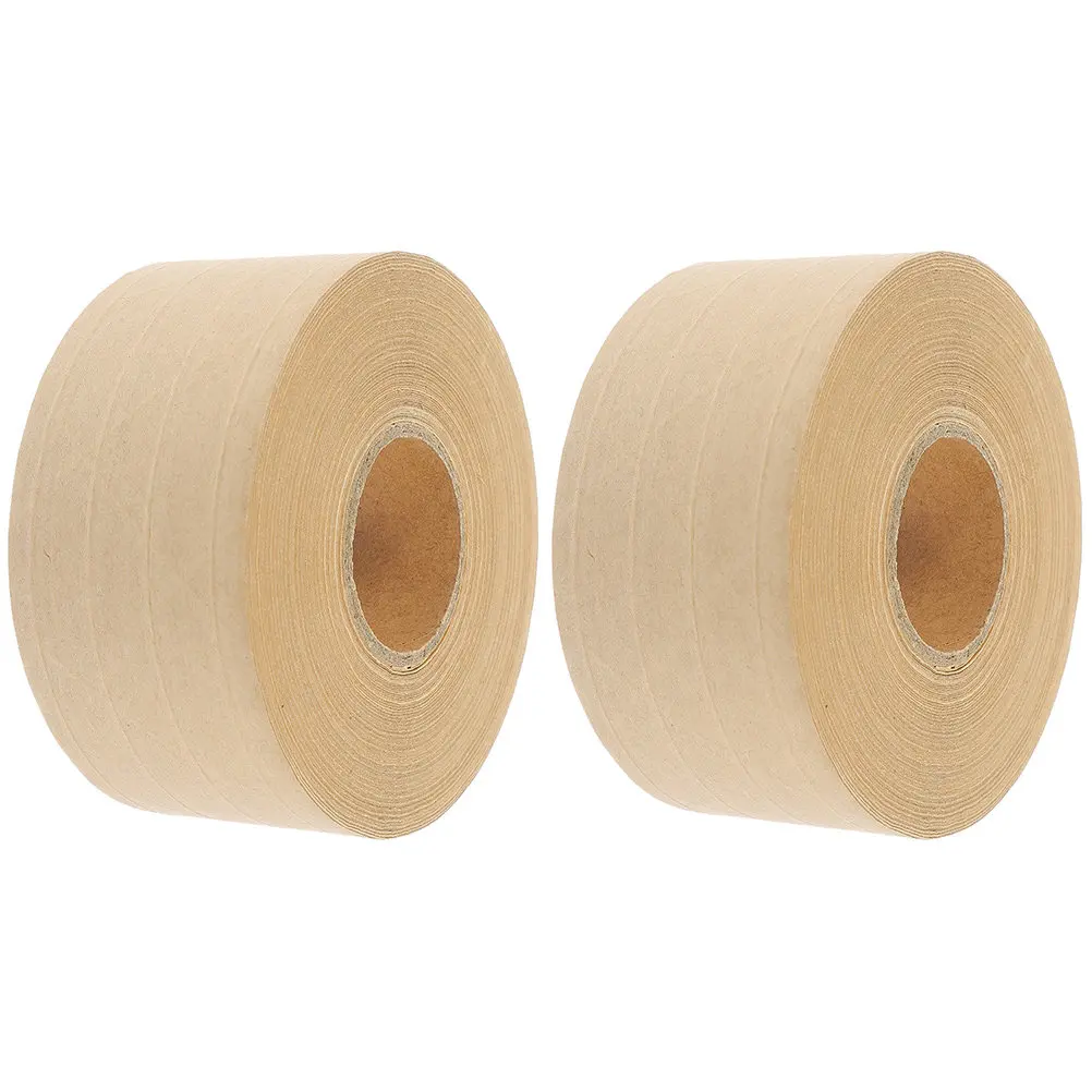

2 Rolls Water Activated Paper Sealing Tape for Carton Packaging Strong Adhesion Tamper Proof Reinforced Surface Writable