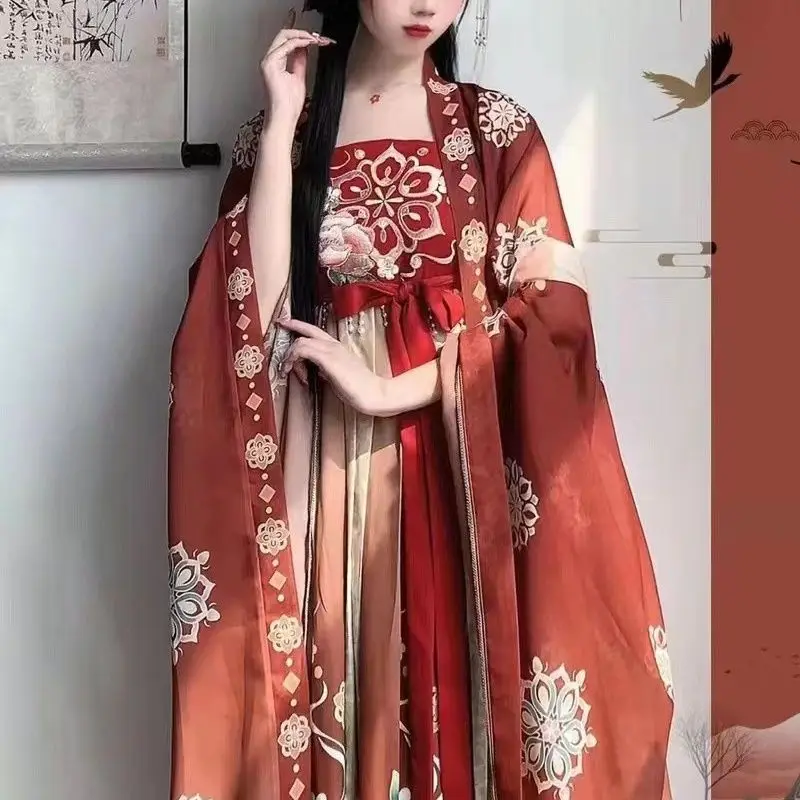 Oversized Hanfu Dress Women Chinese Traditional Cosplay Costume Vintage Tang Suits Hanfu Dress Plus Size 6XL For Ladies 120KG