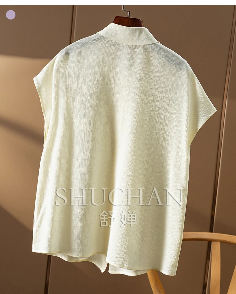 Simple Quality Custom-woven Silk Smooth Crepe Shirt Women 43A5  Blusas De Mujer Bonitas Y Baratas