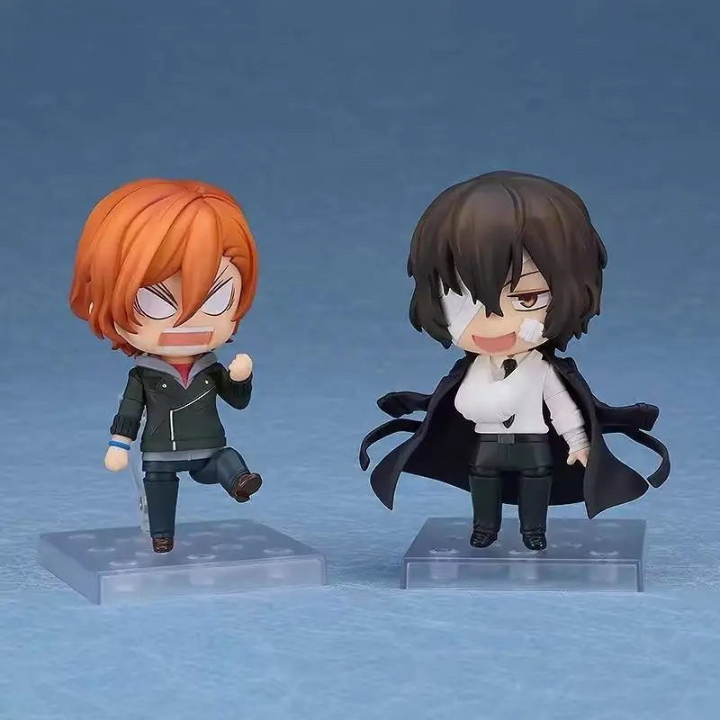 Anime Bungo Stray Dogs Action Figures Dazai Osamu 2409# Nakahara Chuya 2410# Figurine PVC Q Version 10cm Doll Birthday Gifts