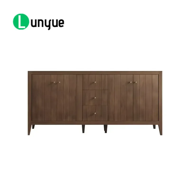 Modern Solid Teak Double Sink Bathroom Vanity 72 Inch Floor Standing Cabinet with White Basin Contemporary Storage Furniture