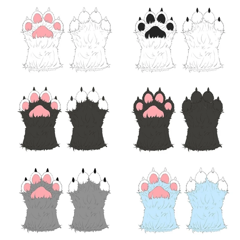 

Cartoon Plush Claw Gloves Unisex Paw Mittens Stage Performance Gloves