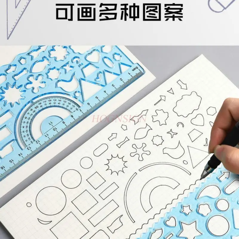 8pcs/set Versatile and versatile ruler, protractor set, high aesthetic value, circular line drawing, scale, drawing template