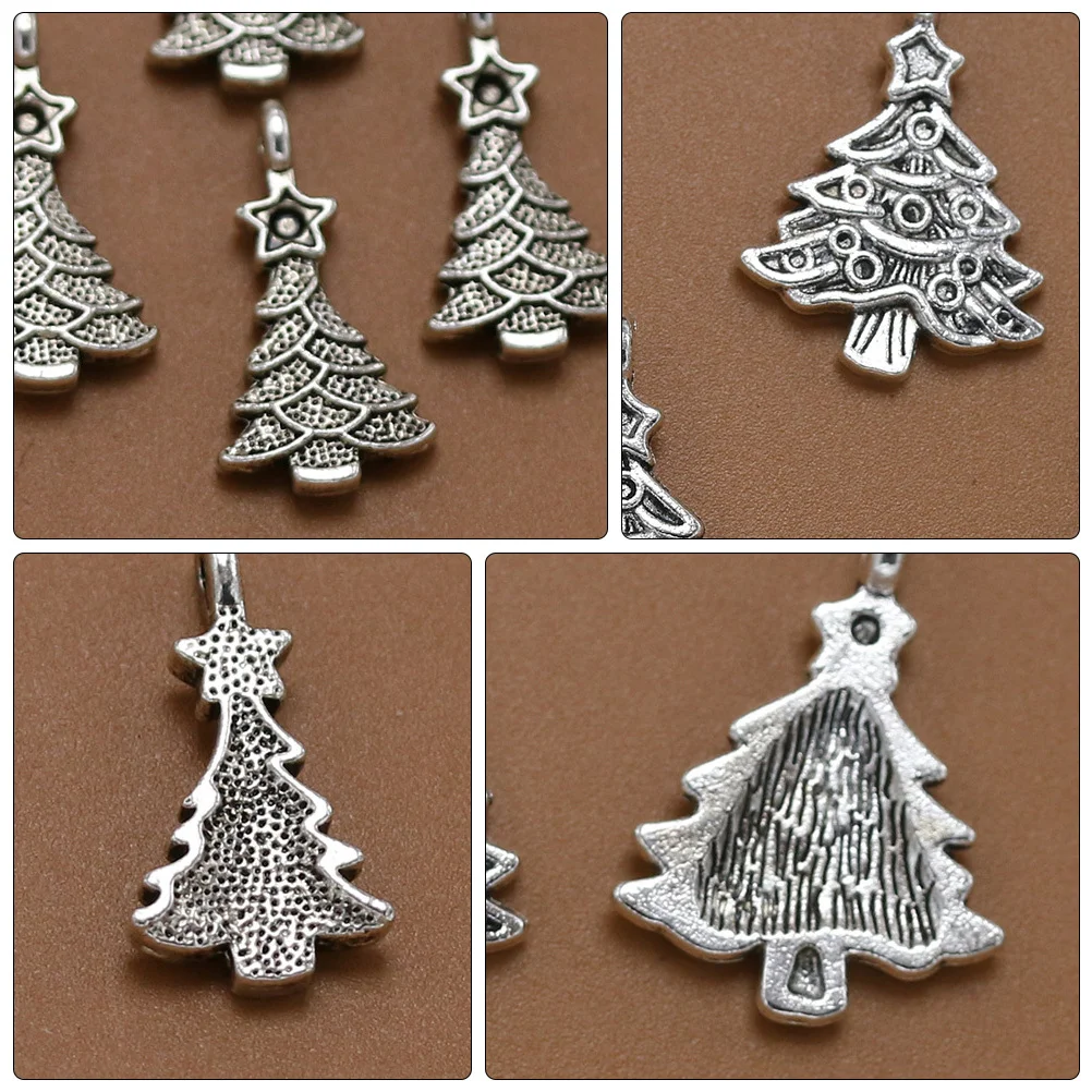

50Pcs Christmas Tree Charms Alloy Pendant DIY Jewelry Making Supplies for Necklace Bracelet Earring Craft Gift Silver
