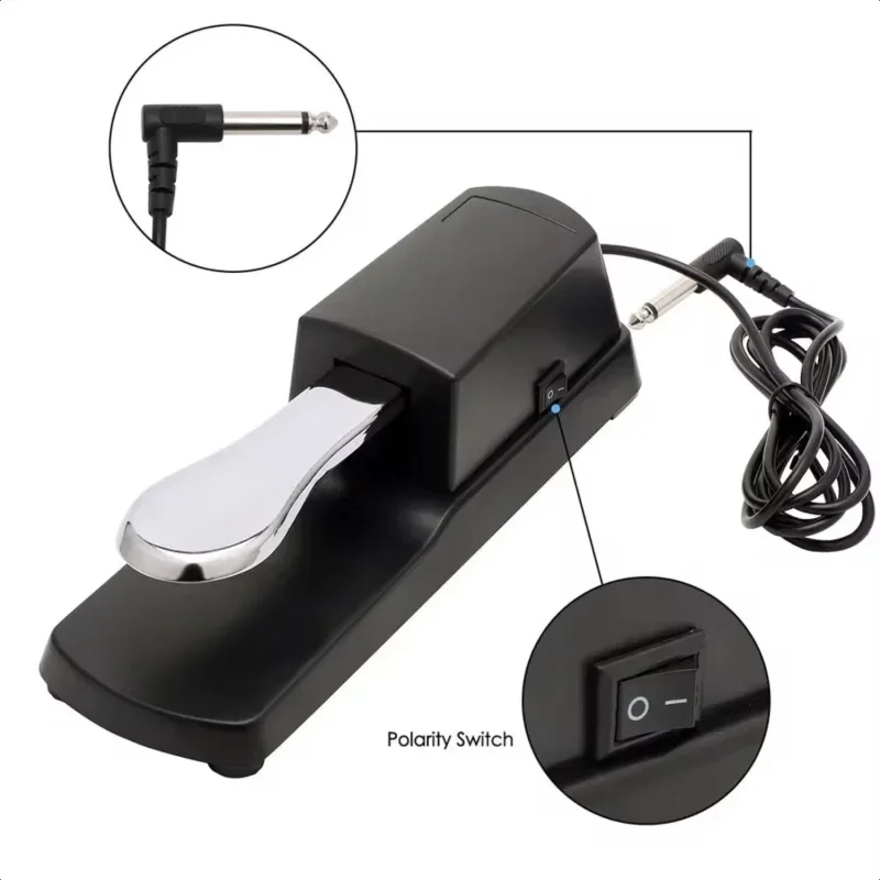 Universal Sustain Pedal สําหรับคีย์บอร์ด MIDI Synth เปียโนดิจิตอลกลองเปียโนไฟฟ้าพร้อมสวิตช์ด้านล่าง/ขั้วกันลื่น