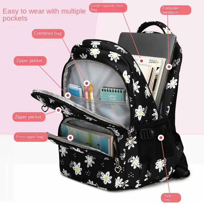 3 Pcs Set Children\'s Backpacks Cute Student School Bag for Teenage Girls Waterproof School bags With Lunch bag Pencil Case