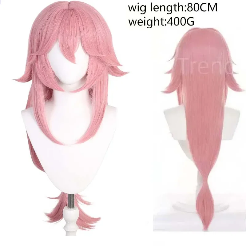 Yae miko Plüsch Schwanz Ohr Perücke rosa Fuchs handgemachte Cosplay Requisiten rosa Fuchs Ohren Schwanz Perücke