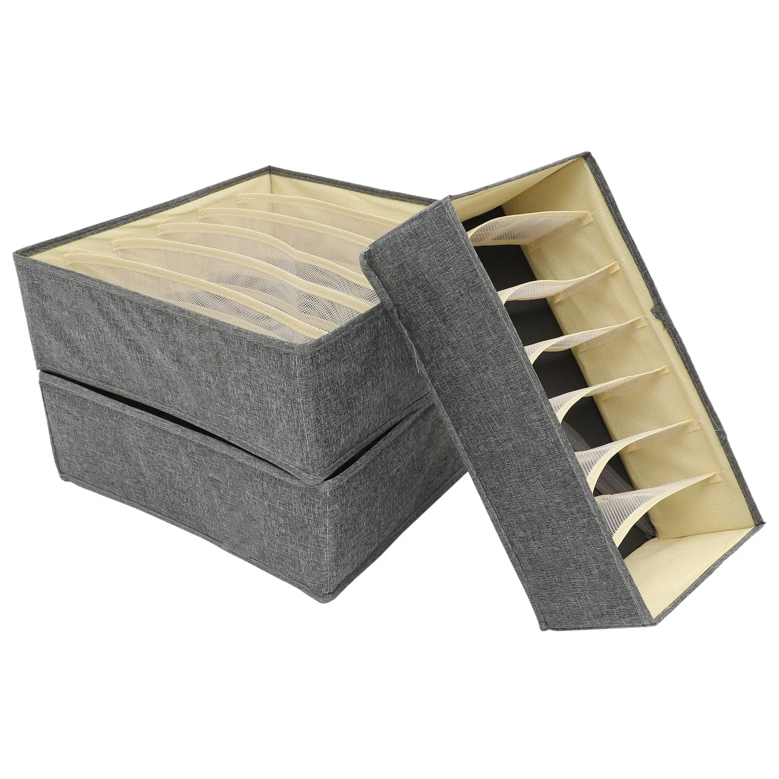 

3Pcs Underwear Drawer Organizer with Compartments Sock and Underwear Storage Box for Closet Dresser Small Washable