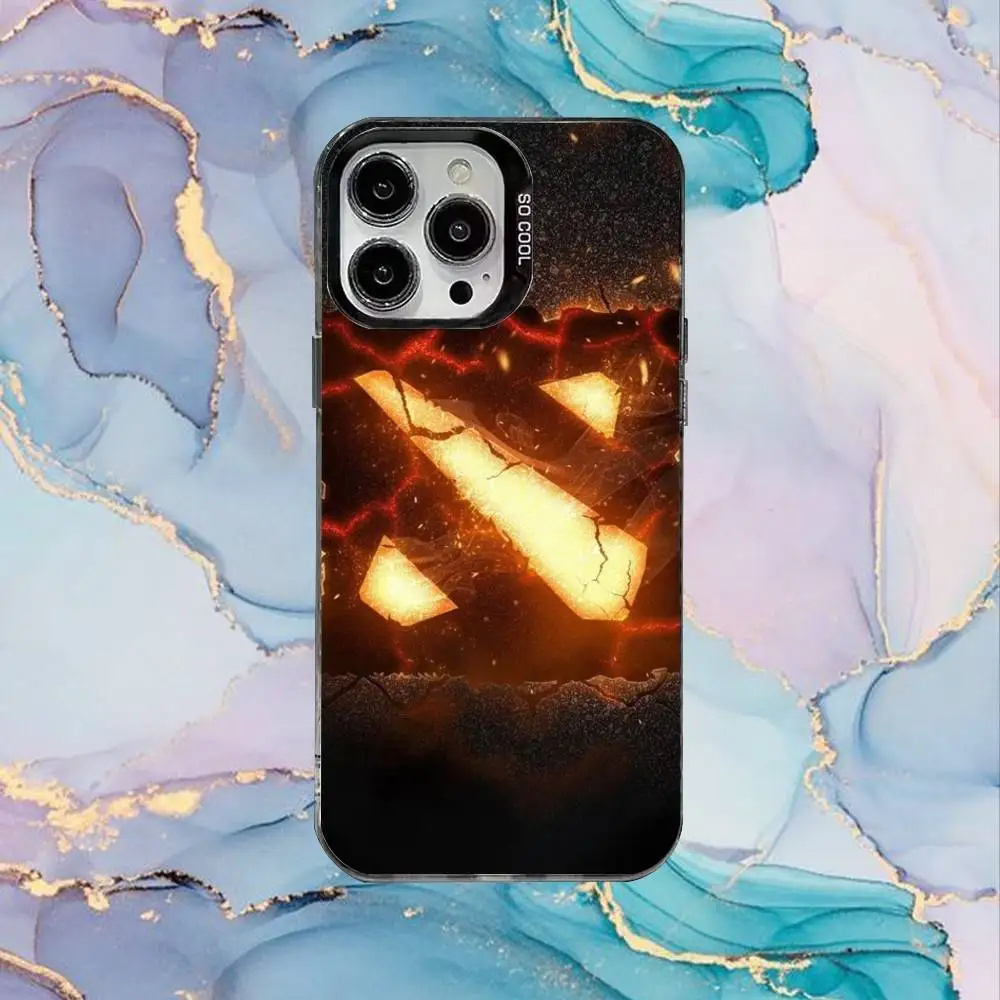 حافظة هاتف D-Dota 2 الرائعة لهاتف iPhone17,16,15,14,13,12,11 Plus، Pro Max غطاء مقاوم للصدمات من الحلوى السوداء غير اللامعة