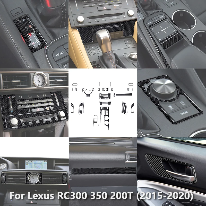 

For Lexus RC300 350 200T 2015 2016 2017-2020 Black Carbon Fiber Car Interior Decoration Cover Panel Stickers Styling Accessories